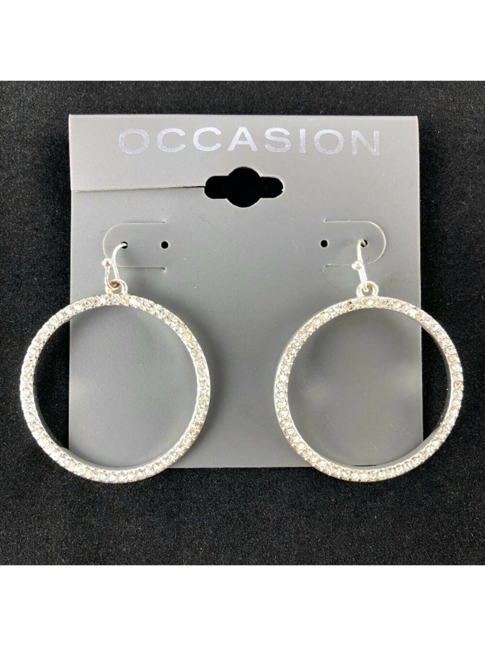 Occasion Earrings Rhinestone 1 1/4" Silver-tone Circles